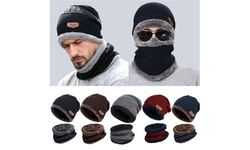 Windproof Scarf Wool Winter Beanie Hat Hooded Scarf Earflap Knit Cap