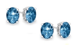 Sterling Silver 2.00 CTTW London Blue Oval Cut Studs 1 or 2 Pair Option
