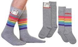 Men's Crew Socks with Zipper Pocket (2-Pack or 6-Pack)