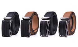 Braveman Men's Automatic Ratchet Buckle Black or Brown Leather Dress Belt