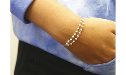 Italian Sterling Silver Adjustable Freshwater Pearl Bracelet