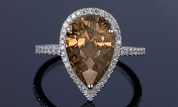 4.00 CTTW Genuine Smokey Quartz Gemstone Ring