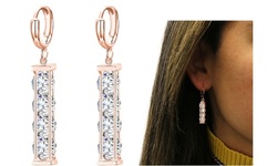 18K Rose Gold Plated Layered Crystal Leverback Earrings With Swarovski elements