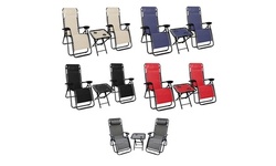 Set of 2 Deluxe Zero Gravity Chairs, Plus Free Folding Table with Cup Holder