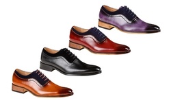Gino Vitale Men's Lace Up Medallion Toe Dress Shoes