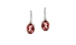 2.00 CTTW Genuine Garnet Oval Leverback Earrings in 18k white gold 