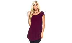 Isaac Liev Women's Flowy Short Sleeve Tunic Top