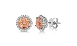 3.00 CTTW Morganite Sterling Silver Stud Earrings