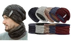 Men's Winter Warm Knit Beanie Hat Scarf Set