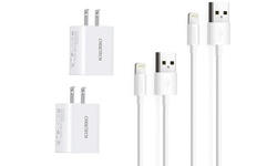 MFi iPhone Charger 2-Pack Lightning USB Cable Wall Adapter SE/Xs Max/XR/8/7/6s