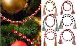 Holiday Wood Bead Farmhouse Country Beads Decoration Wall Hanging Prayer Beads