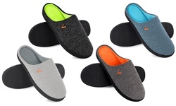VONMAY Men's Slippers Two-Tone Cozy House Shoes Open Back Memory Foam Slippers