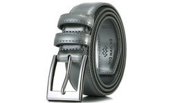 Mio Marino Men's Single Prong Buckle Classy Genuine Leather Dress Belt