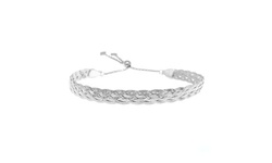 Italian Made Solid sterling Silver Adjustable Braided Herringbone Bracelet