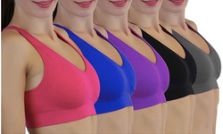Women's Padded Sports Bra in Regular and Plus Size (6-Pack)