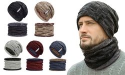 Winter Beanie Hats Scarf Set Warm Knit Hats Skull Cap Neck for Men Women
