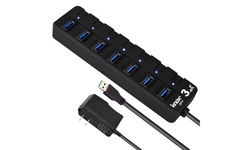 Knox Gear 7 Port 3.0 USB Hub with Individual Switches and LED Lights