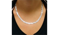 Italian Solid Sterling Silver Diamond Cut Braided Herringbone Necklace
