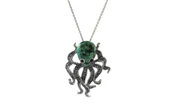 Genuine Turquoise and Marcasite Sterling Silver Octopos Necklace