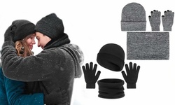 3 Pieces Winter Hat Scarf Gloves Set Warm Knit Fleece Lined for Men Women Gift
