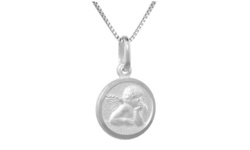 Sterling Silver Religious Medallion Charm Pendant Necklace