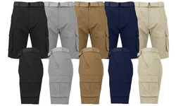 Men's Cotton Flex Stretch Cargo Shorts With Belt (Sizes, 30-42)