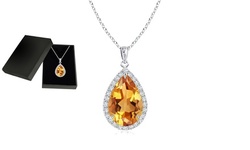 4.00 CTTW Genuine Citrine Pear Cut Gemstone Necklace