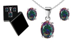 6.00 CTTW Genuine Rainbow Topaz Gemstone Necklace and Earring set