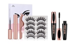 Magnetic Eyelashes Eyeliner and Tweezer 5 Pairs Kit & 4D Silk Fiber Lash Mascara