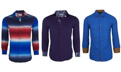 Suslo Couture Men's Slim-Fit Bold Designer Long Sleeve Button Down Shirts 