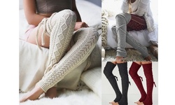 Women Cable Knit Over Knee Thigh High Stocking Long Boot Socks