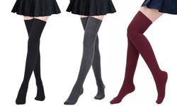  3-Pairs Womens Knit Over the Knee Socks Thigh High Stockings Leg Warmers