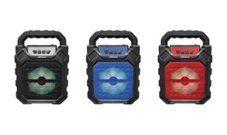 2BOOM Portable Bluetooth Boombox Speaker with LED Lights (Blue)