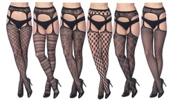 Women's Fishnet Suspenders In Regular and Plus Sizes (6-Pack)