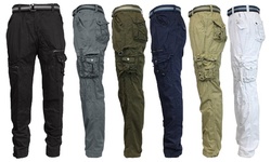 Galaxy By Harvic Men's Vintage Belted Cargo Utility Pants (30-52)