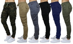 2-Pack Women's Loose-Fit Cotton-Stretch Twill Cargo Joggers (S-2XL)