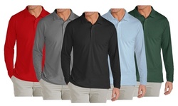 Galaxy By Harvic Men's 2-Pack Long Sleeve Pique Polo Shirt (Sizes, S-3XL)