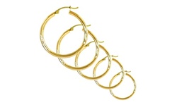 14kt Gold Diamond Cut Hoop Earrings