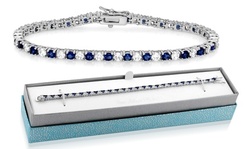 Classic Created Blue Sapphire Tennis Bracelet With Gift Box By MUIBLU Gems