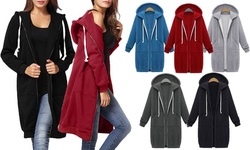Women's Casual Hoodie Oversized Zip Up Long Fleece Sweat Jacket with Pocket