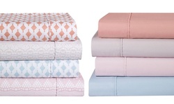Ellen Tracy Print and Vibrant Solid Microfiber Sheets Set (4-Piece)