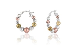 18K Gold Plated Tri Color 25mm Beaded French Lock Hoops