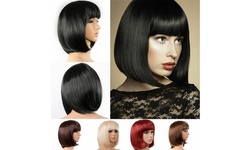 Lady Girl Bob Wig Women's Short Straight Bangs Full Hair Wigs Cosplay Party