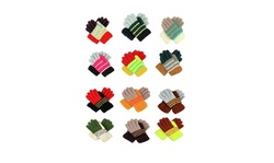 Kids Double Layer Warm Winter Colorful Gloves 2 Pairs Girls Boys 3-7 Yrs