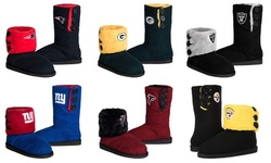 Forever Collectibles NFL Womens Knit Team Color High End Button Boot Slipper