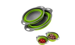1PC Foldable Silicone Colander Kitchen Fruit Vegetable Washing Basket Strainer