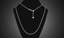 Italian Sterling Silver Adjustable 24"  Chain With Heart Charm