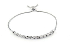 Italian Made sterling Silver 9" Adjustable Woven Bracelet