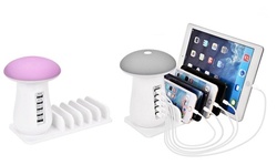 Zummy LED Mushroom Light Lamp 5 Powered USB Stand Charging Docking Station 
