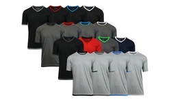 Mens 4 Pack Double Layer Crew & V-neck Tees